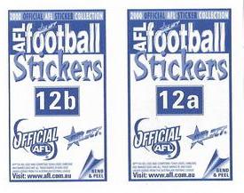 2000 Select AFL Stickers #12 Matthew Capuano / Craig Sholl Back